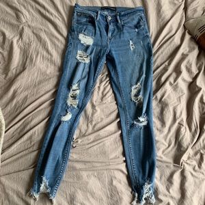 Express raw hem ankle jeans